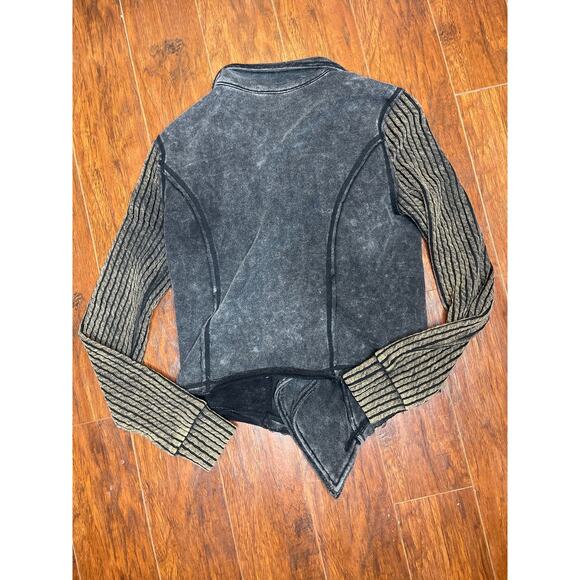 Gimmicks Pieced Sweater Jacket Washed Black Terry Zip Front jacket Sz M NWT - Picture 10 of 10